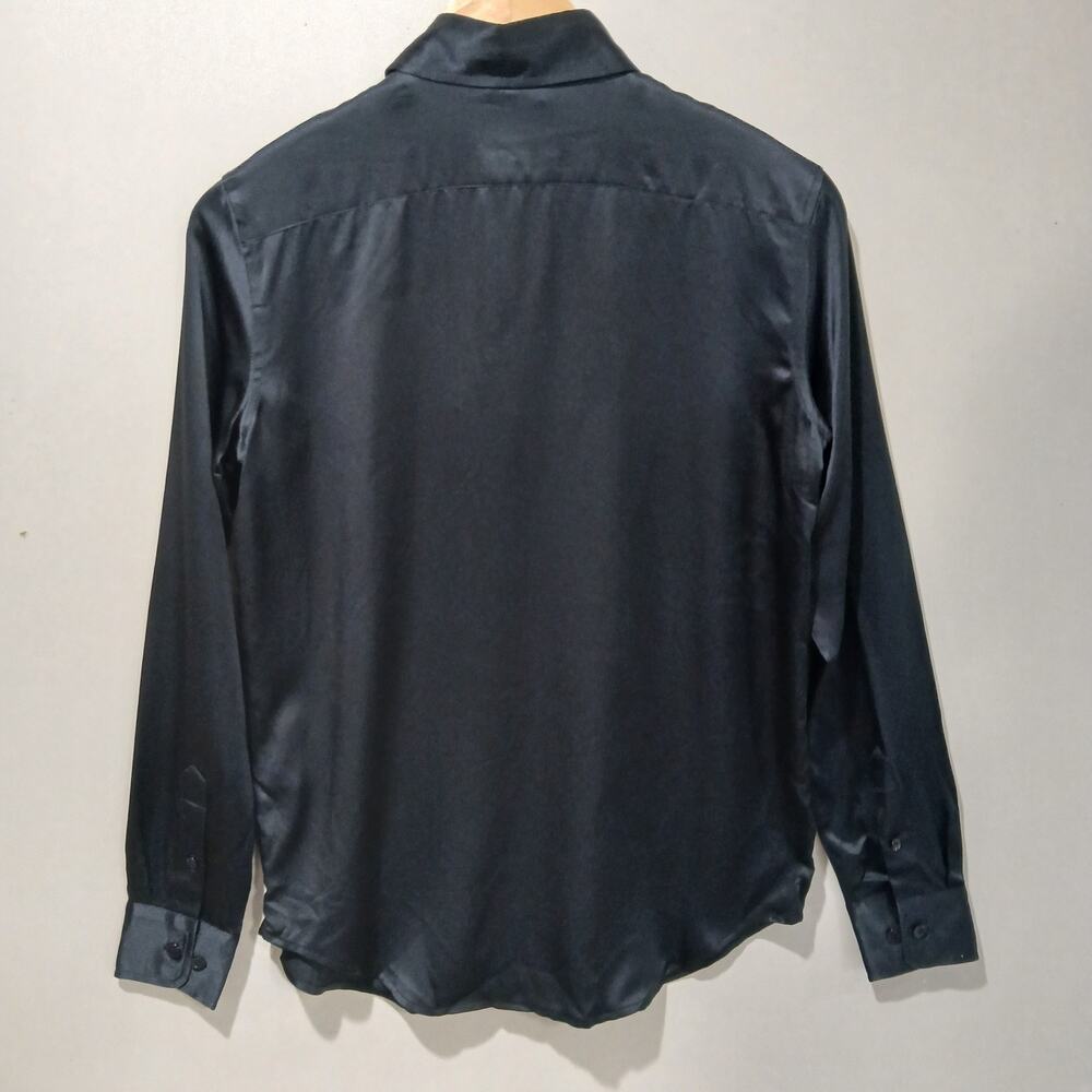 Lilysilk Shirt Womens 2 Black Mulberry Silk Tailored Button Front Blouse NWT - Picture 4 of 16